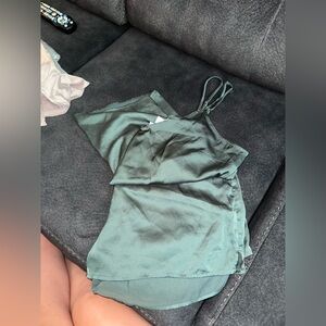 stars above Olive Green Satin Camisole Pajama Top